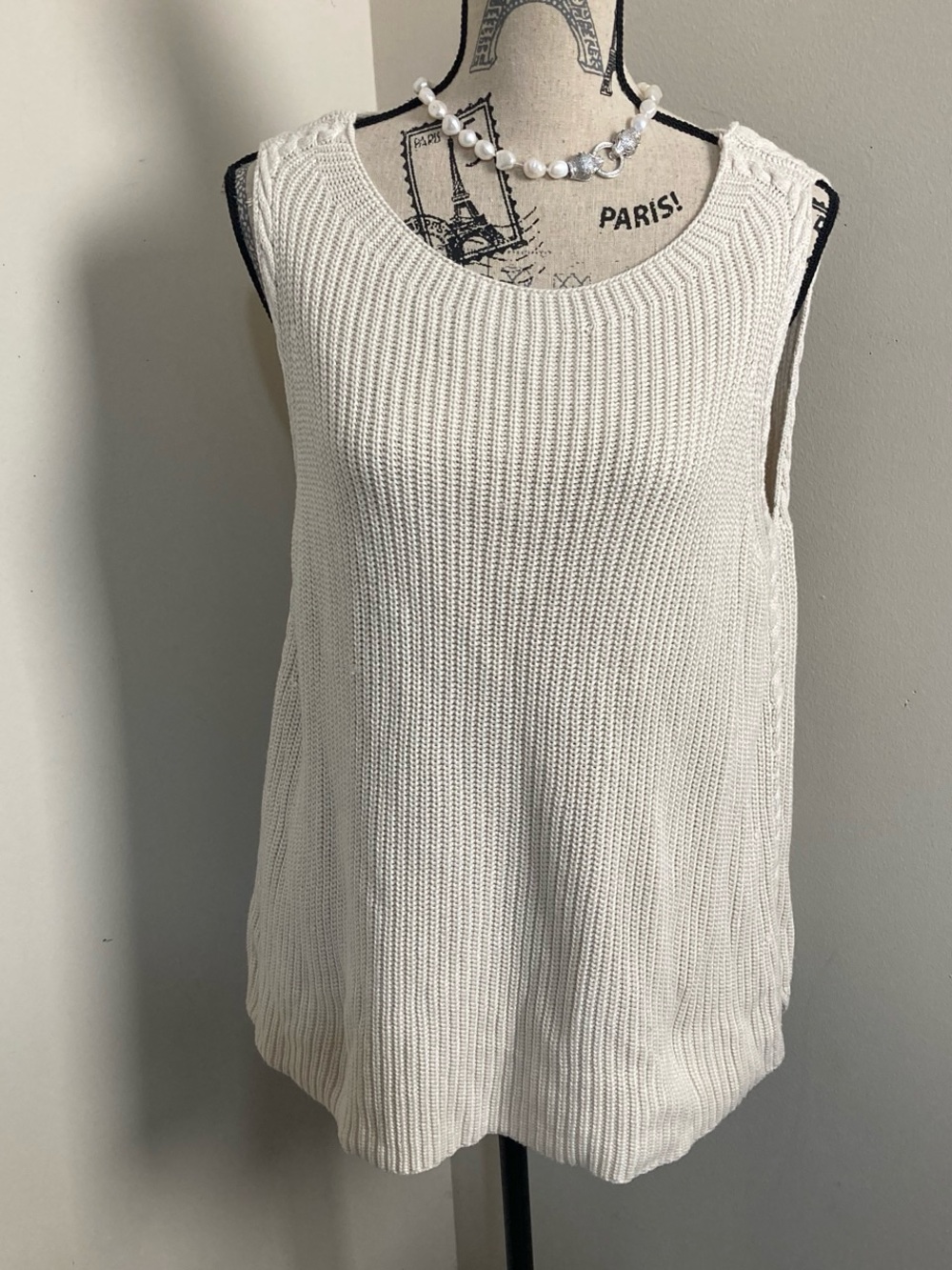 Sleeveless Cream Knit Tank Top - Women's Casual Layering Top